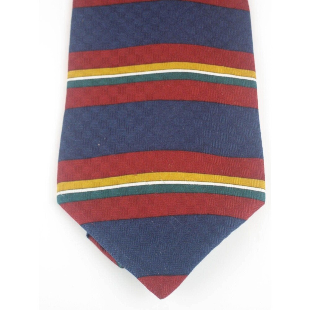 Robert Stock Vtg Blue Striped 100% Silk Necktie